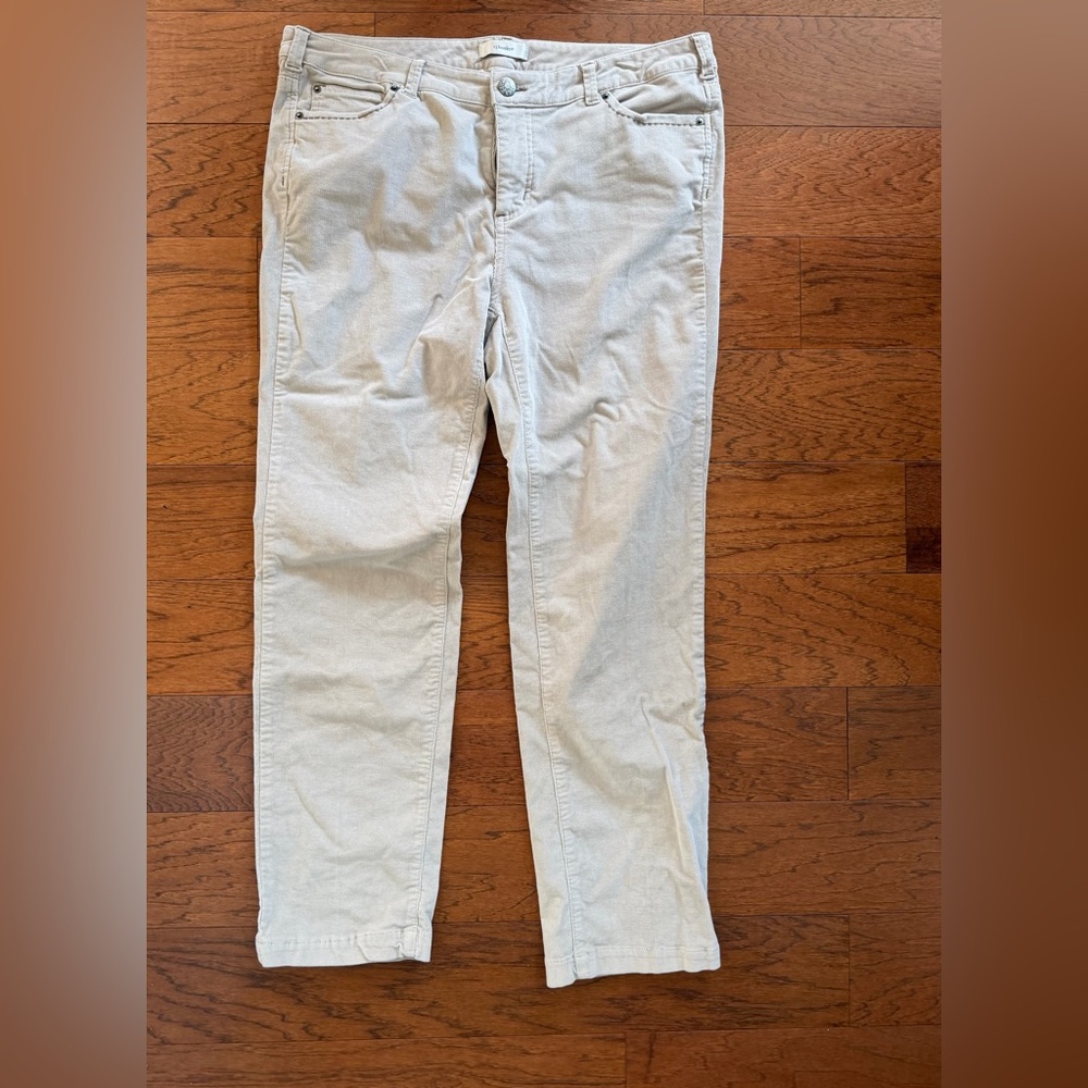 CJ Banks Light Beige stretch Straight-Leg Corduroy Pants size 14